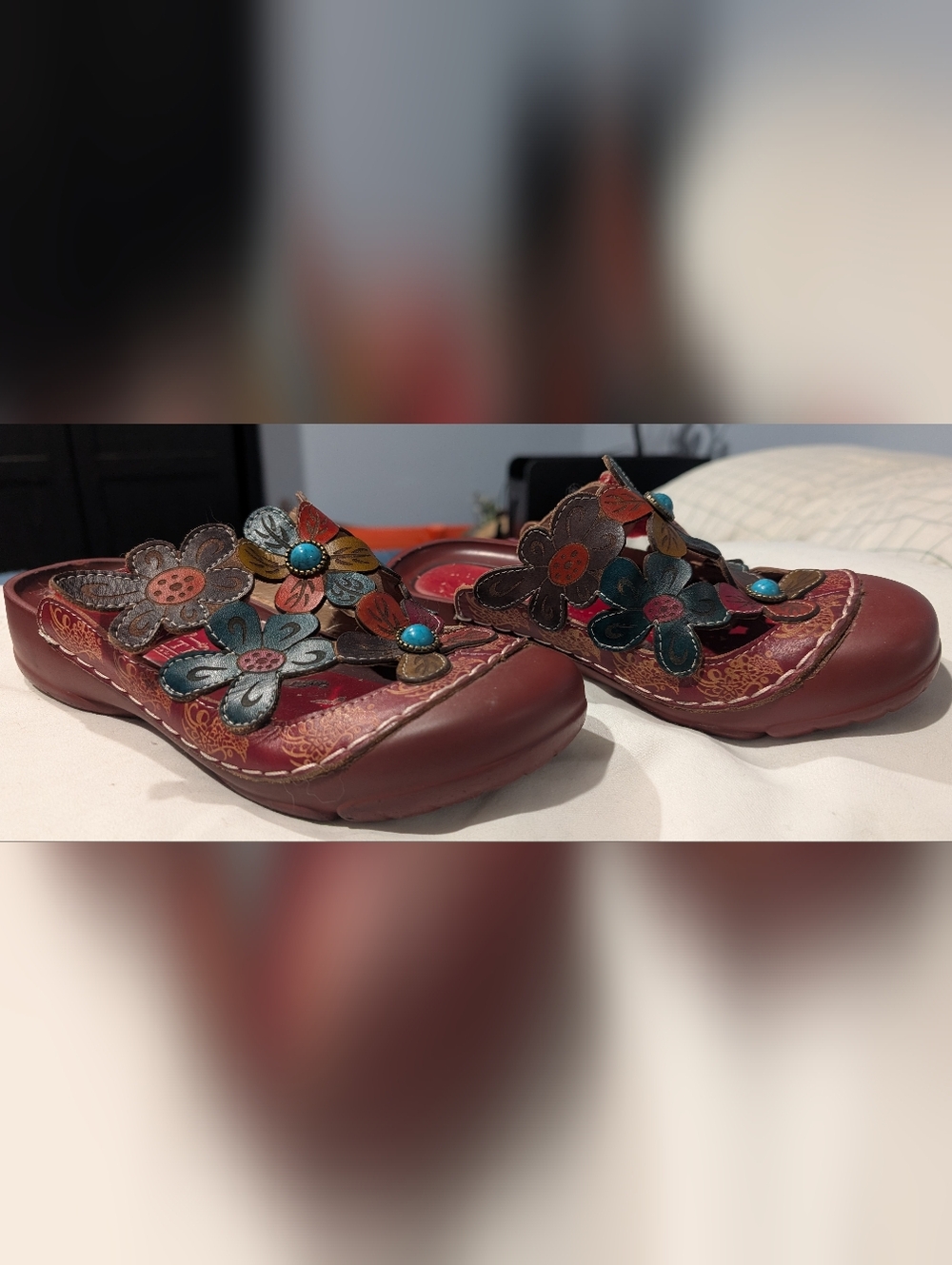 Spring Step L'Artiste Floral Slip-On Leather Sandal Clogs